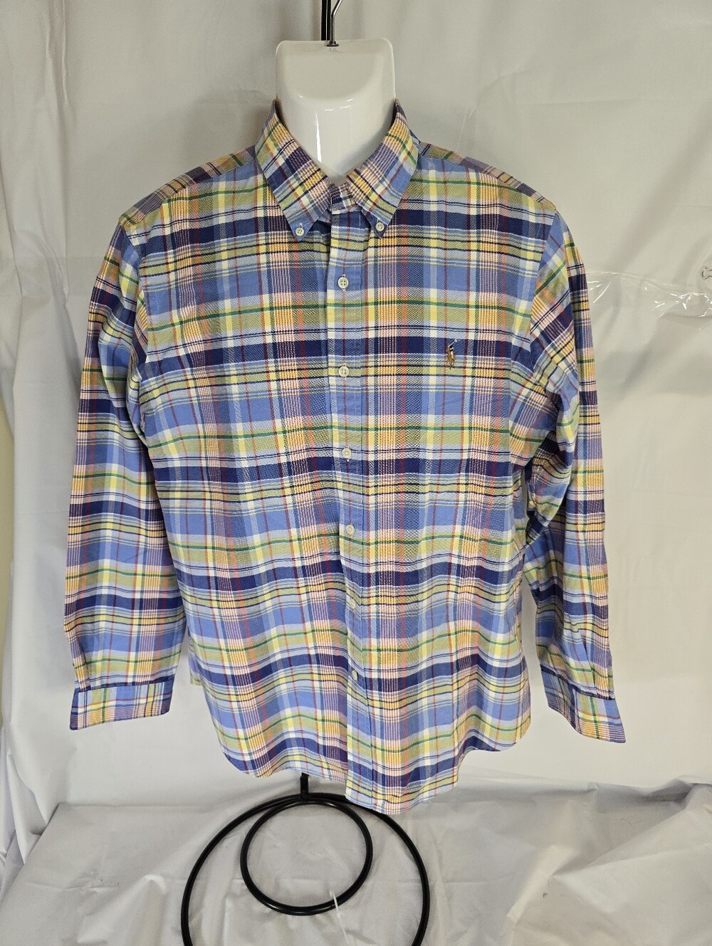 VTG Polo Ralph Lauren Plaid Button Down Shirt Men's Large Y2K Multicolor 90s